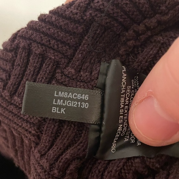 Karl Lagerfeld Eggplant Purple Textured Pattern Oversized Long Sleeve Sweater - Picture 4 of 8